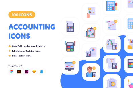 100 Accounting Icons - Vector Designs