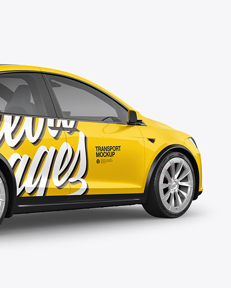 Electric Executive Car Mockup - Back Half Side View