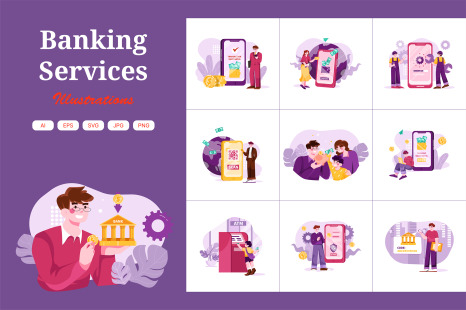 M400_Banking Services Illustration Pack