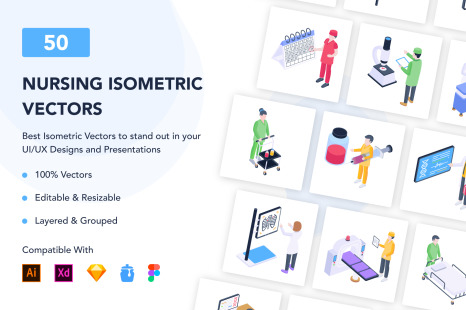 50 Isometric Nursing Vectors
