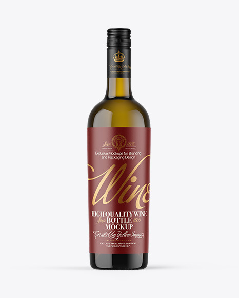 Antique Green Glass White Wine Bottle Mockup
