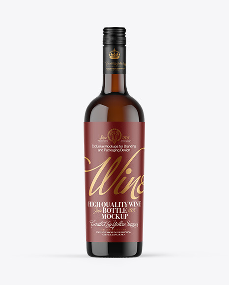 Amber Glass White Wine Bottle Mockup