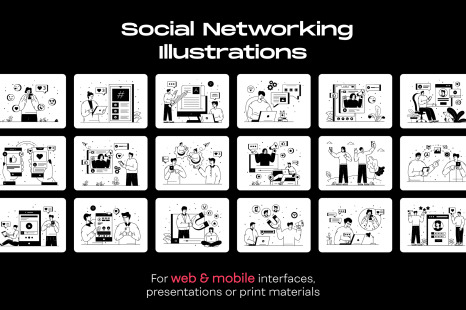 50 Social Networking illustrations