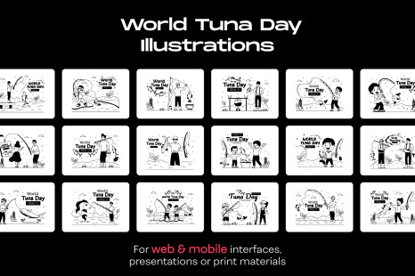 25 World Tuna Day illustrations