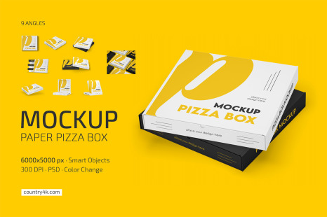 Paper Pizza Box Mockup Set