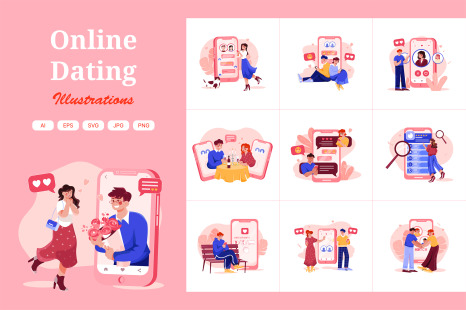 M432_Online Dating Illustration Pack