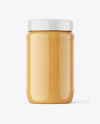 Plastic Jar with Peanut Butter Mockup