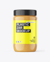 Plastic Jar with Peanut Butter Mockup