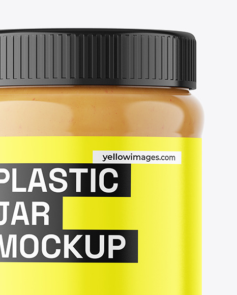 Plastic Jar with Peanut Butter Mockup