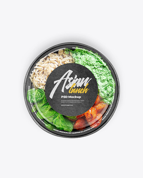Paper Bowl With Asian Lunch Mockup