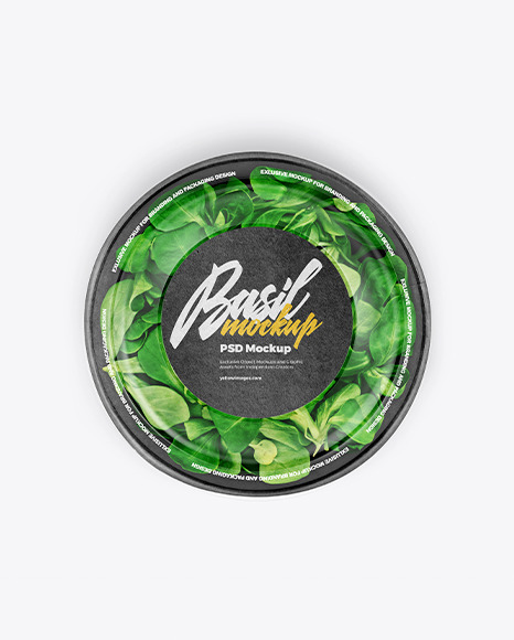 Paper Bowl With Basil Mockup