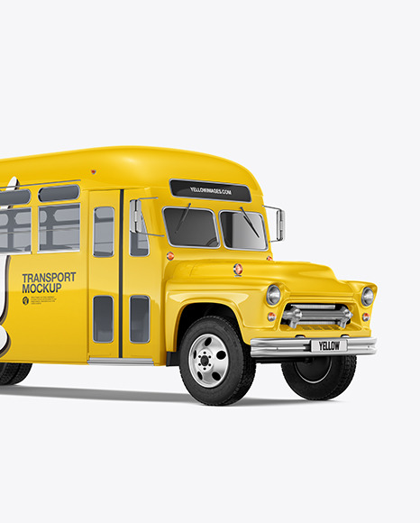 Old School Bus Mockup - Half Side View