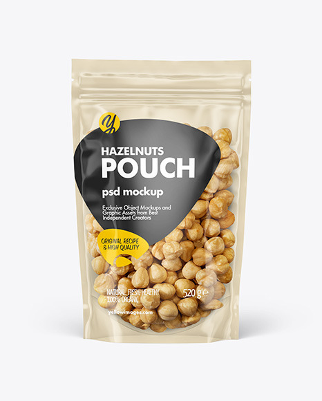 Clear Plastic Pouch w/ Hazelnuts Mockup