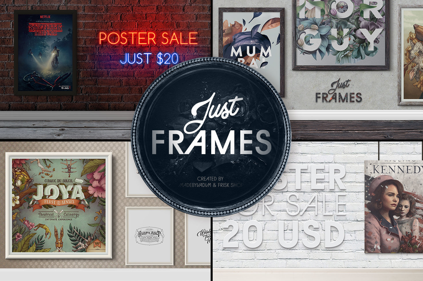 Just Frames Frames Mockups on Yellow Images Creative Store