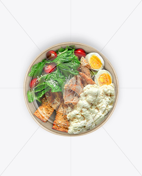 Paper Bowl With Salad Mockup
