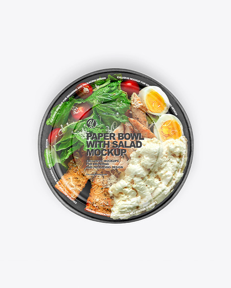 Paper Bowl With Salad Mockup