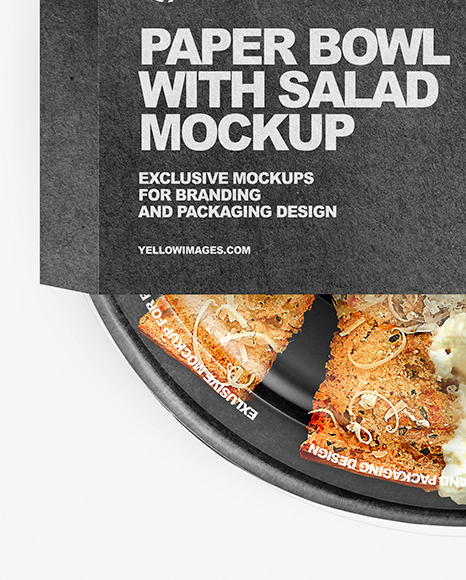 Paper Bowl With Salad Mockup