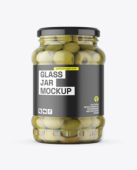 Clear Glass Jar with Olives Mockup