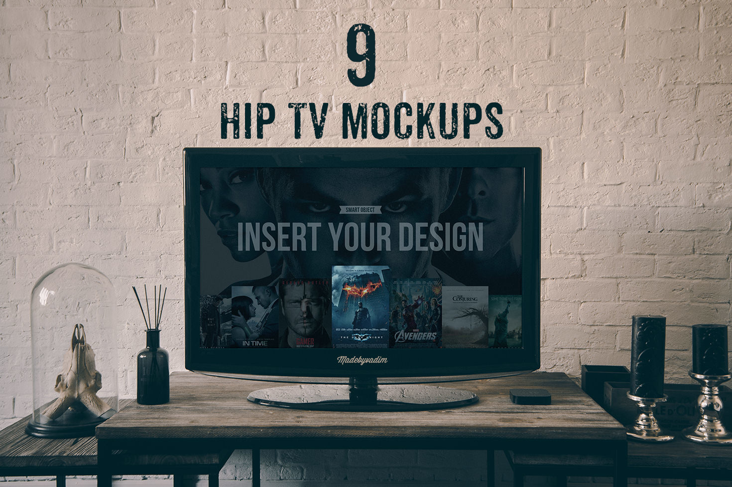 9 Hip TV Mockup | Best for presenting your TV UI design
