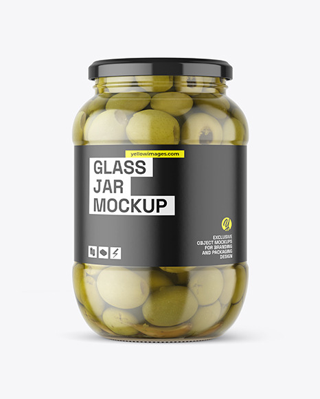 Clear Glass Jar with Olives Mockup