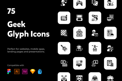 75 Geek solid icons