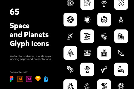 Space and Planets solid icons