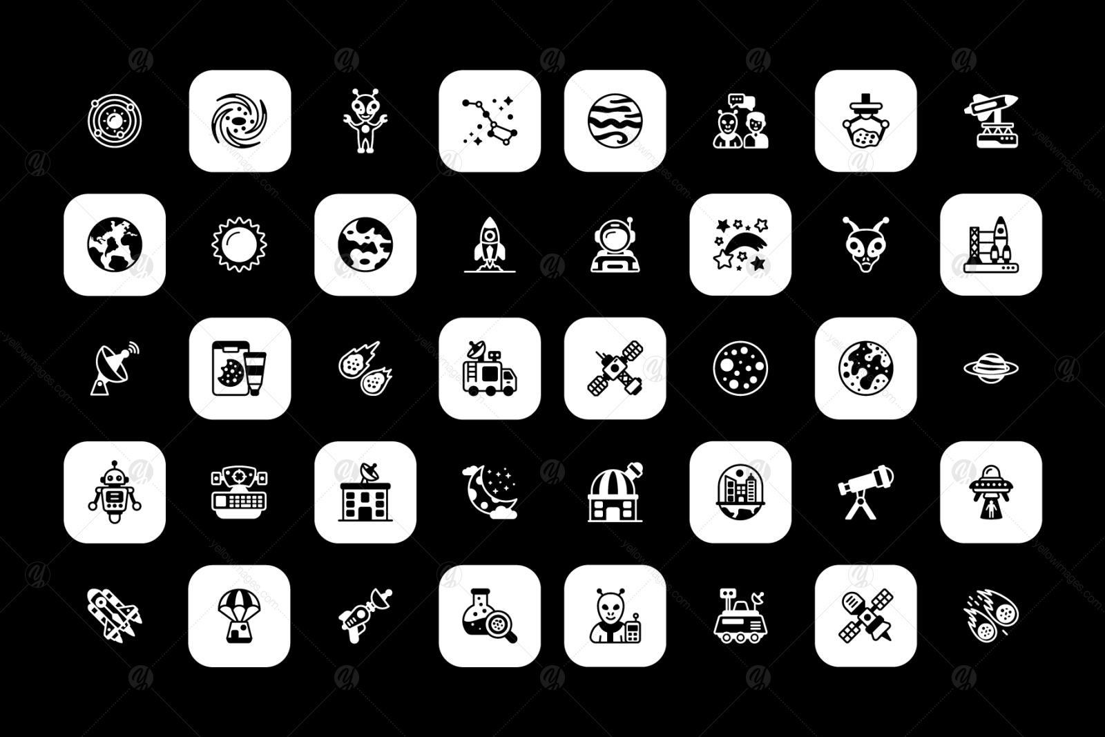 Space and Planets solid icons