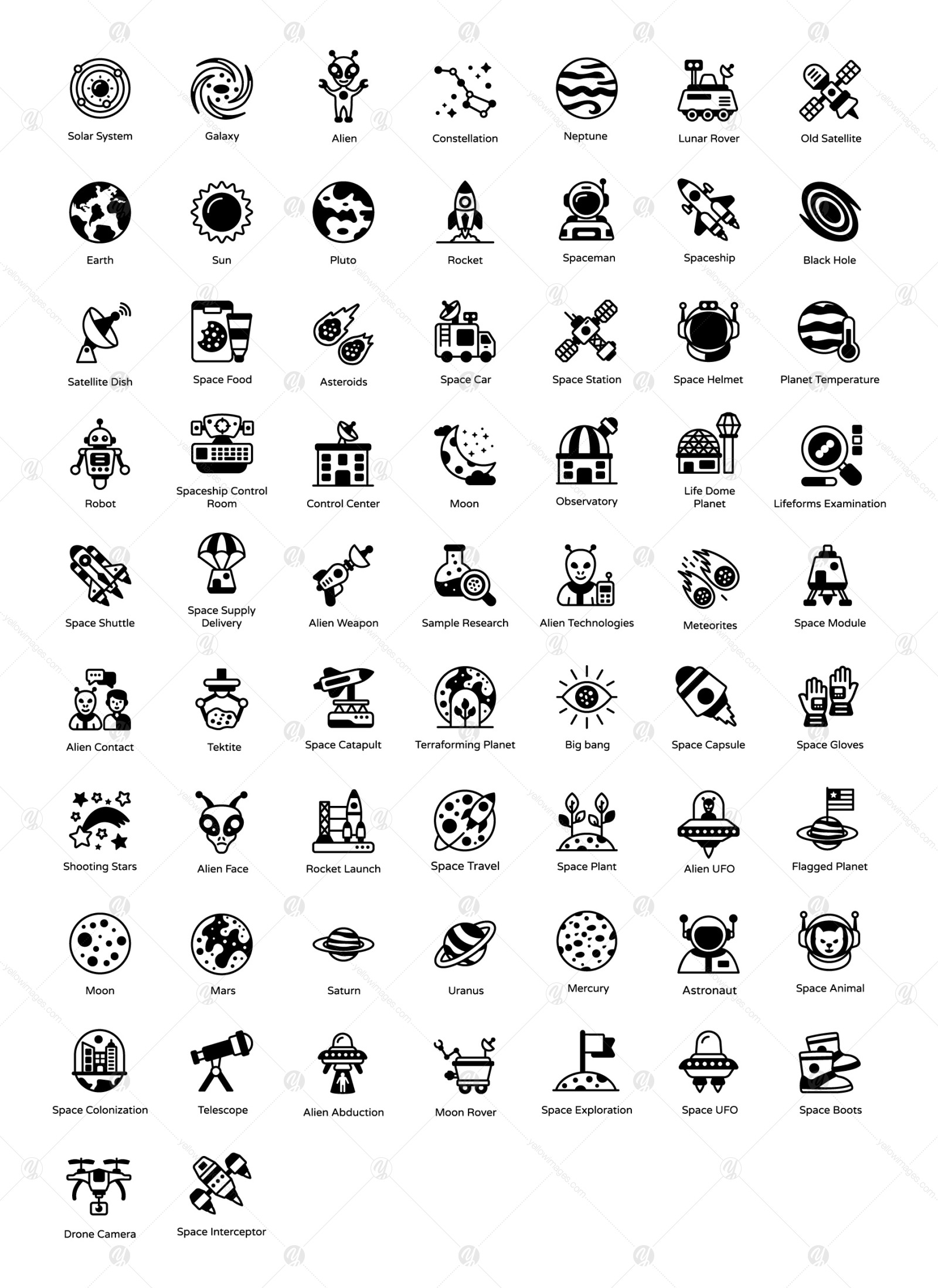 Space and Planets solid icons