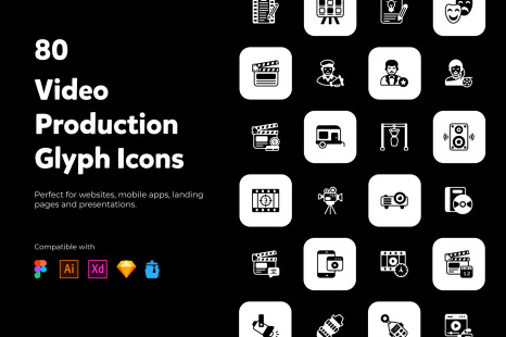 80 Video Production Solid Icons