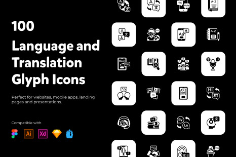 100 Language and Translation Icons