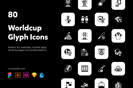 Set of World Cup Glyph Icons