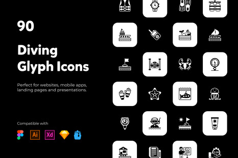 90 Glyphs for Diving and Swimming