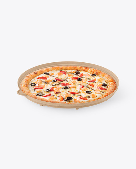 Kraft Round Pizza Box Mockup