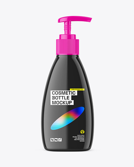 Glossy Bottle with Pump Mockup