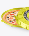 Metallic Round Pizza Box Mockup