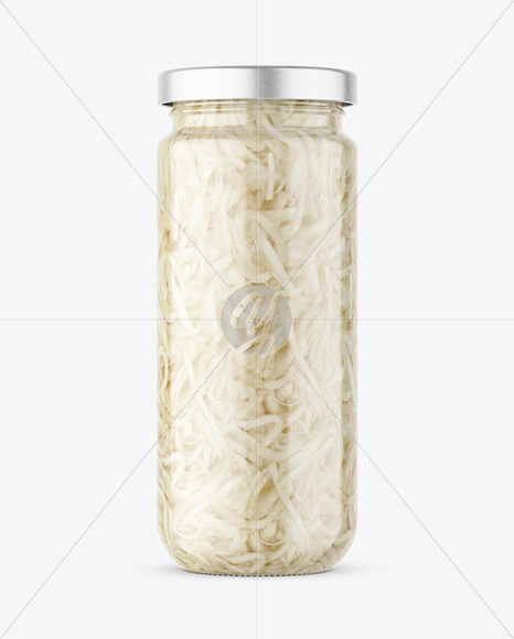Clear Glass Jar with Pickled Celery Mockup
