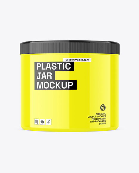 500ml Glossy Plastic Jar Mockup