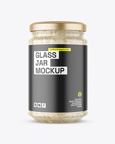 Clear Glass Jar with Pickled Celery Mockup