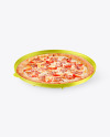 Metallic Round Pizza Box Mockup