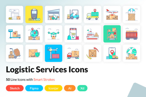 50 Logistic Services Line Icons