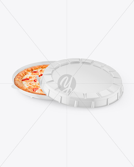 Glossy Round Pizza Box Mockup