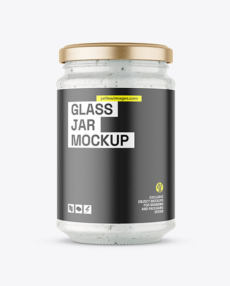 Clear Glass Jar with Tar Tar Sauce Mockup