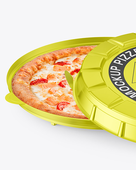Metallic Round Pizza Box Mockup