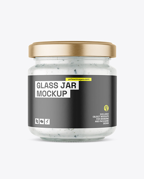 Clear Glass Jar with Tar Tar Sauce Mockup