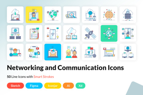 Networking and Communication Flat Icons