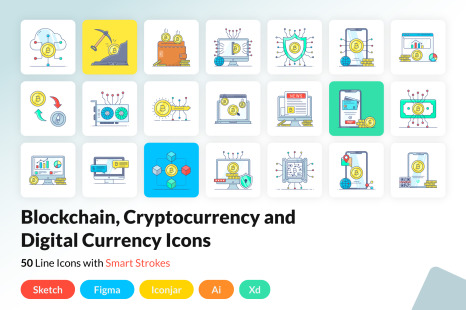 Cryptocurrency and Blockchain Icons