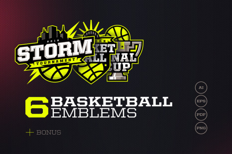 6 Basketball Emblems + Bonus