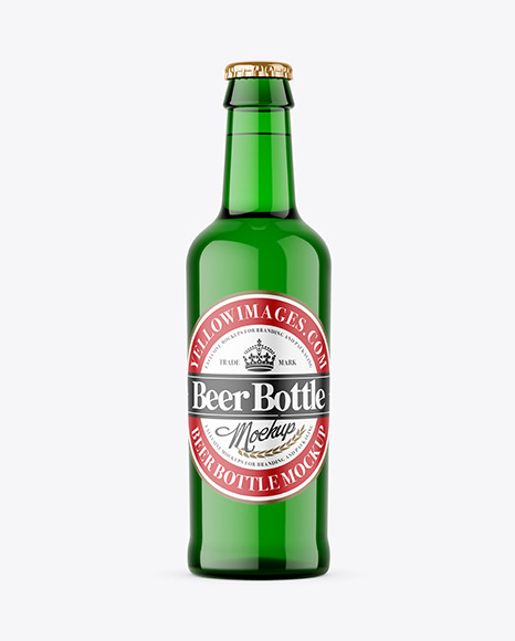 Green Glass Beer Bottle Mockup