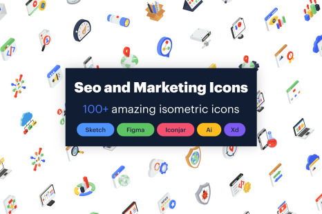 Seo and Marketing Isometric Icons Pack