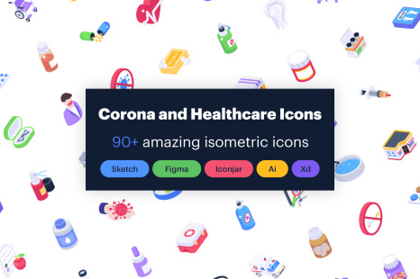 Healthcare Isometric Icons Set